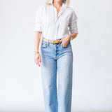 Eileen Relaxed Button-Up in Multi Blue Stripe