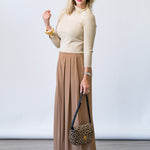 Kamdyn Crop Mock Neck Sweater in Warm Sand - Lukka Boutique