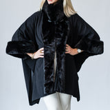 Cape with Fur Trim in Black