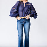 Kiera Trim Blouse in Midnight