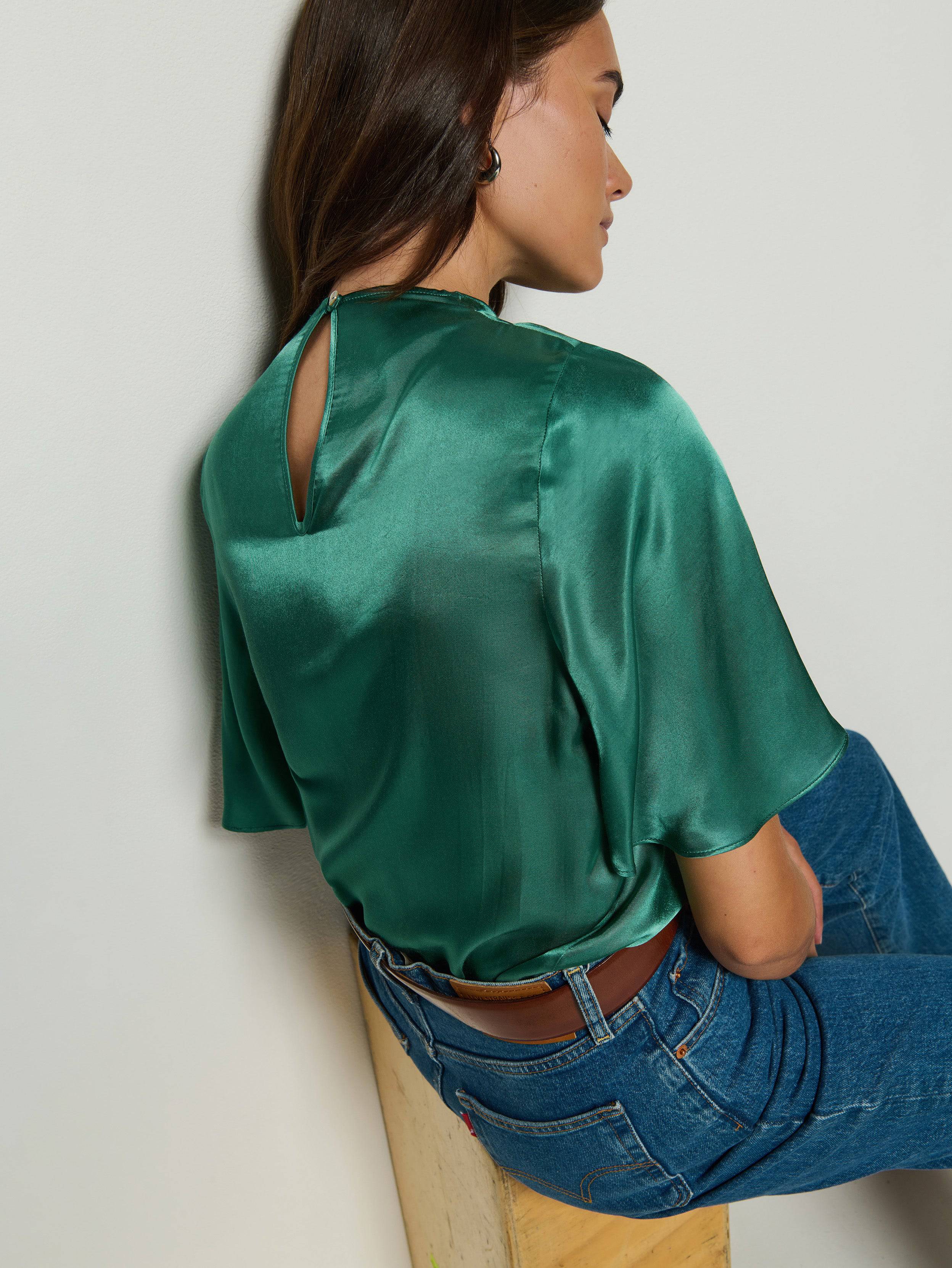 Karine Cowl Neck Blouse in Spruce - Lukka Boutique