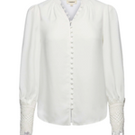 Ava Lace Cuff Blouse in Ivory - Lukka Boutique