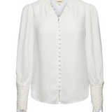 Ava Lace Cuff Blouse in Ivory - Lukka Boutique