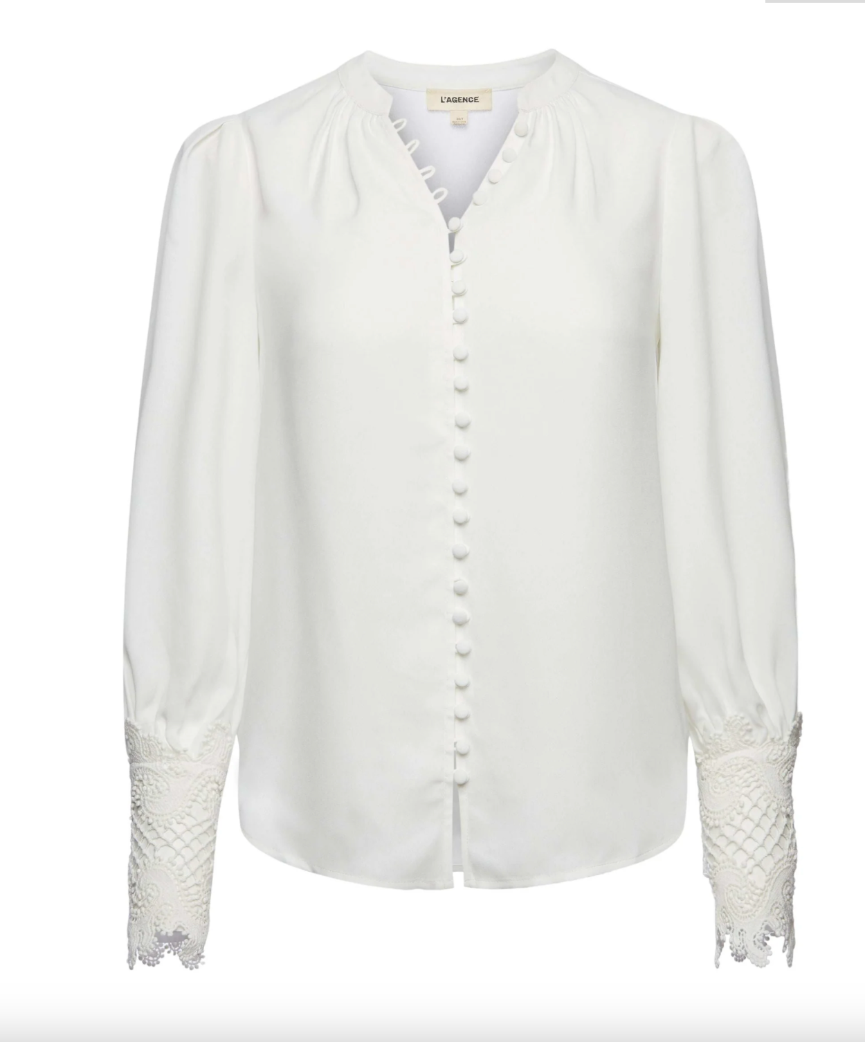 Ava Lace Cuff Blouse in Ivory - Lukka Boutique