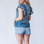 Viti Frill Top in Blue - Lukka Boutique