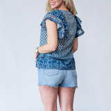 Viti Frill Top in Blue - Lukka Boutique