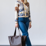 Osiris Jacquard Collard Cardigan in Tan Western Toile - Lukka Boutique