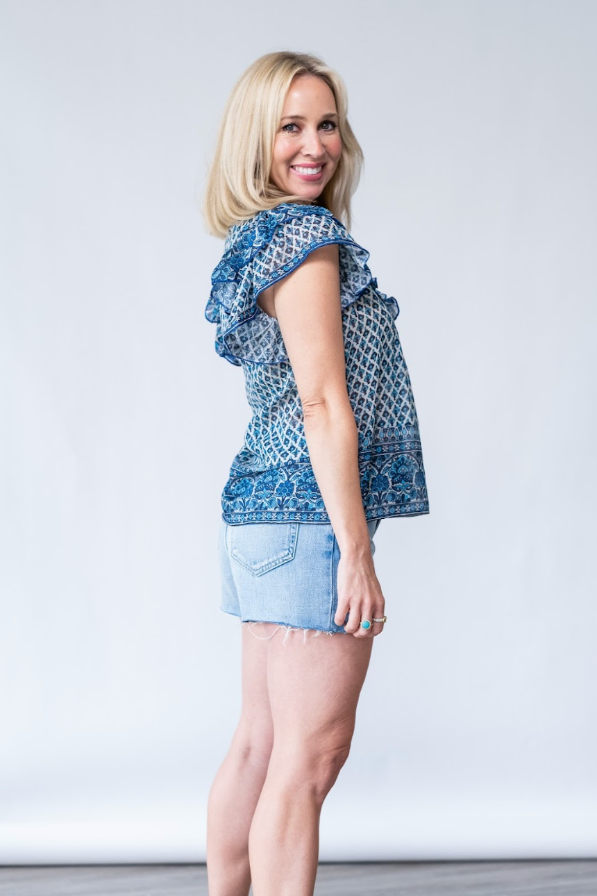 Viti Frill Top in Blue - Lukka Boutique