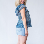 Viti Frill Top in Blue - Lukka Boutique