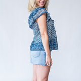 Viti Frill Top in Blue - Lukka Boutique