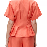 Lena Shine Blouse in Coral