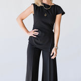 Luelle Crepe Knit Assymetric Top in Black - Lukka Boutique