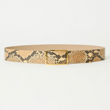 Milla Python Leather Belt in Camel Gold - Lukka Boutique