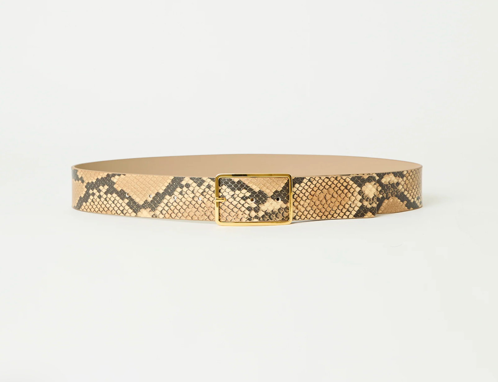 Milla Python Leather Belt in Camel Gold - Lukka Boutique