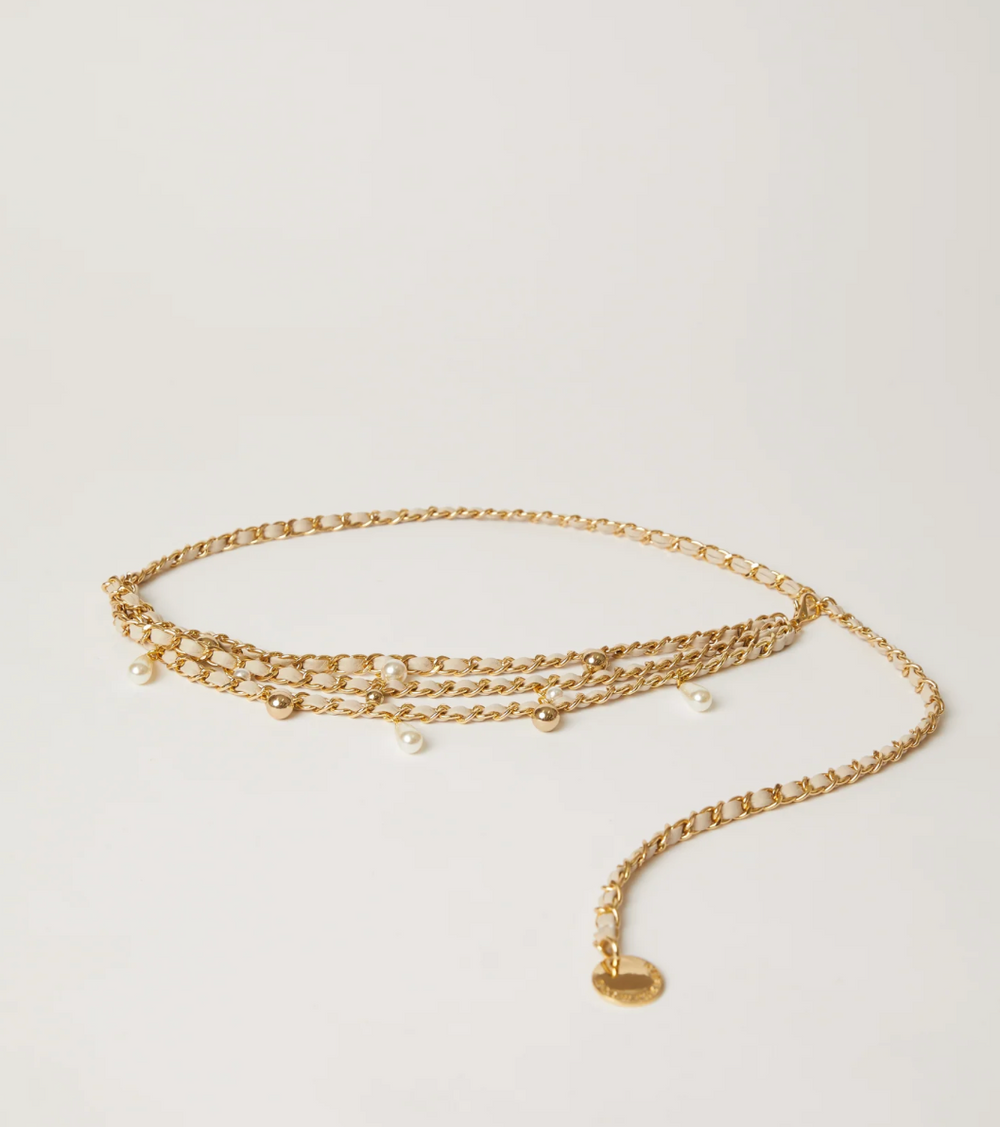 Madelyn Chain Belt in Bone Gold