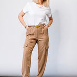 Elian Tropical Stretch Suiting Trouser in Camel
