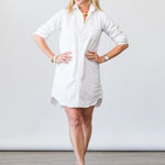 Mary Classic Shirtdress in White Tattered Denim - Lukka Boutique