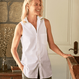 Finley Sleeveless Shirt in White - Lukka Boutique