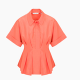 Lena Shine Blouse in Coral