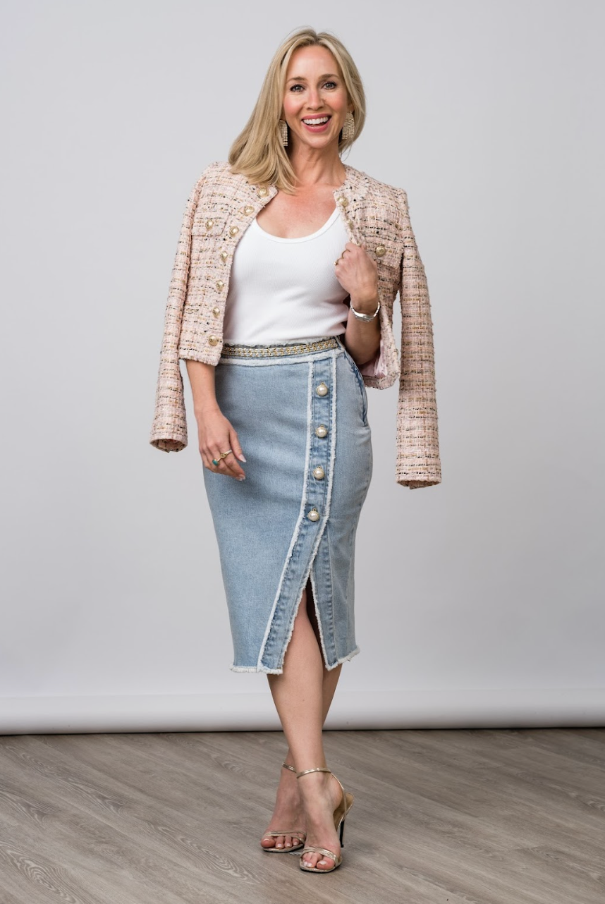 Arcadia Denim Skirt in Light Blue - Lukka Boutique
