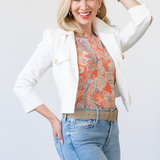 Kumi Cropped Jacket in White - Lukka Boutique
