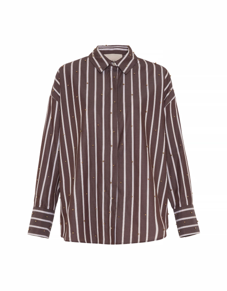 Echo Pearly Shirt in Koffee/Gold - Lukka Boutique