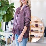 Lace Hem Long Sleeve Button Down