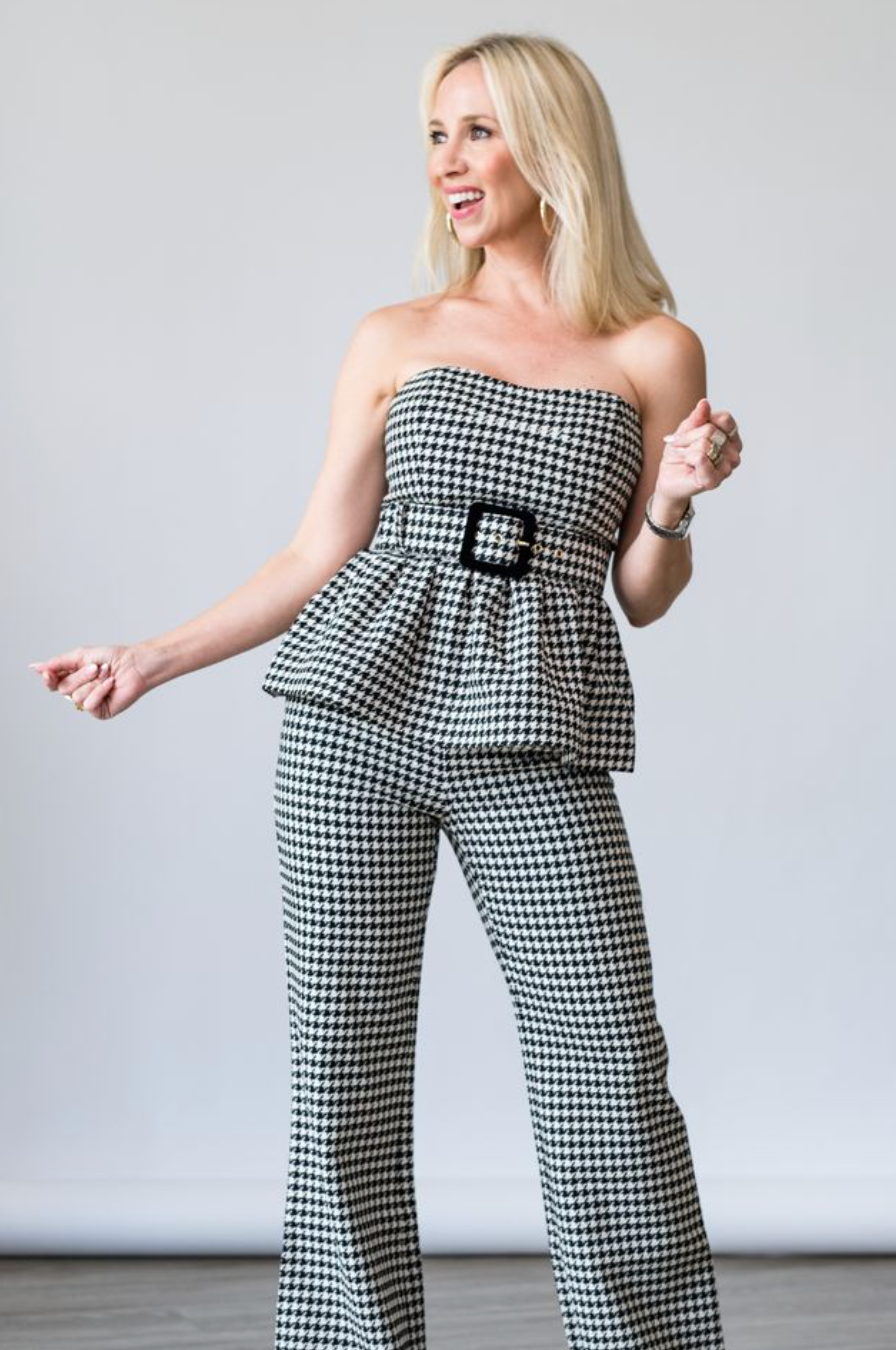 Tilda Top in Houndstooth Black/White - Lukka Boutique