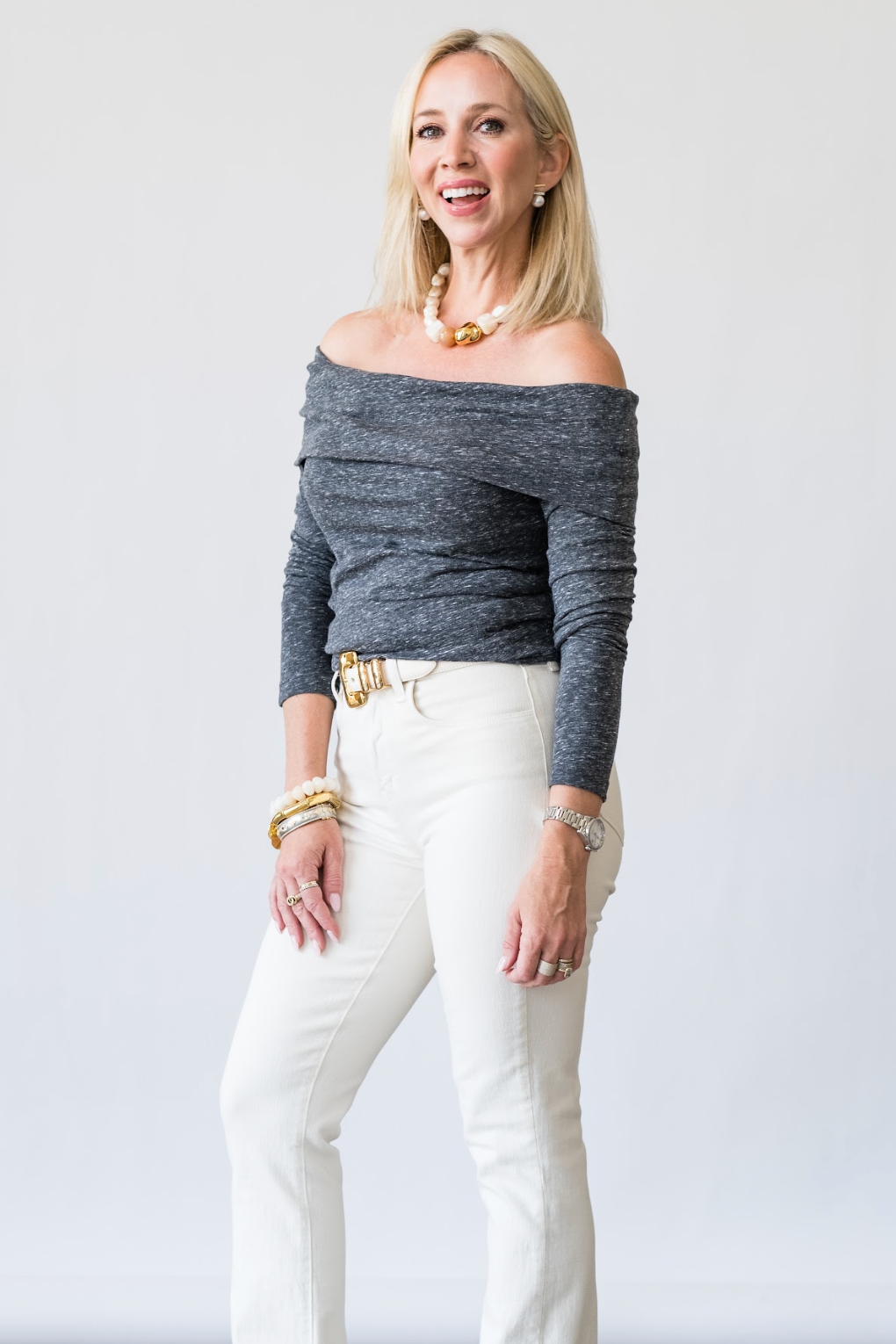 Asymmetric Long Sleeve Top in Dark Grey Melange - Lukka Boutique