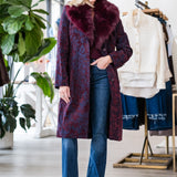 Laney Faux Fur Coat in Sangria/Midnight Jacquard