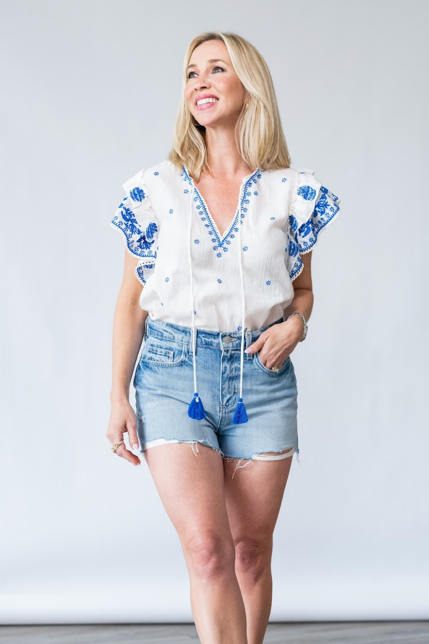 Mina Embellished Top in Ivory