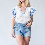 Mina Embellished Top in Ivory - Lukka Boutique