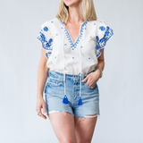 Mina Embellished Top in Ivory - Lukka Boutique