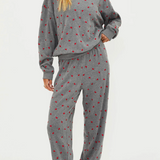 Devyn Oversized Sweatshirt in Red Love Hearts