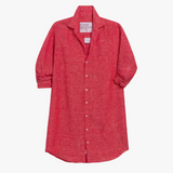 Mary Classic Shirtdress in Red Linen - Lukka Boutique