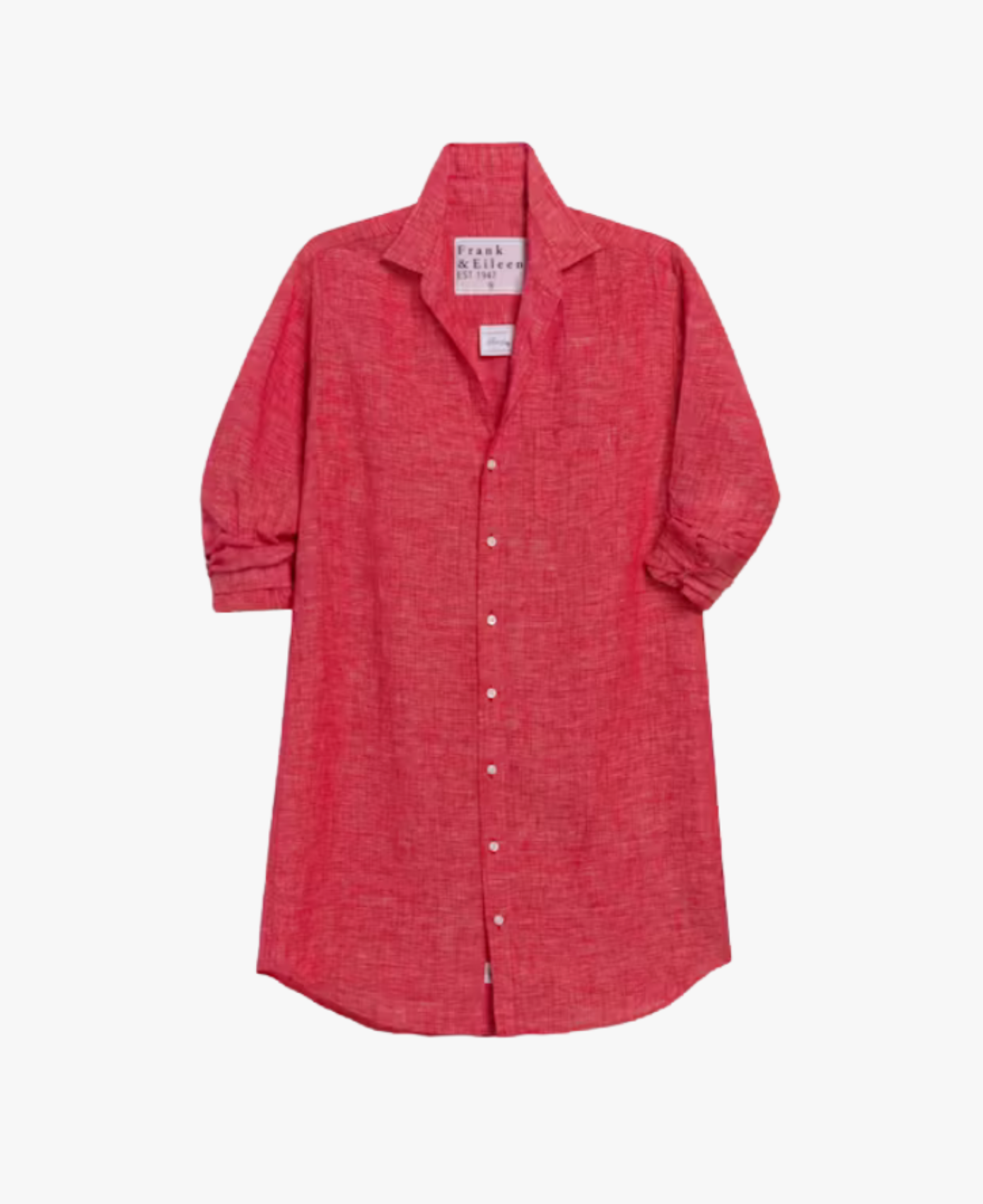Mary Classic Shirtdress in Red Linen - Lukka Boutique
