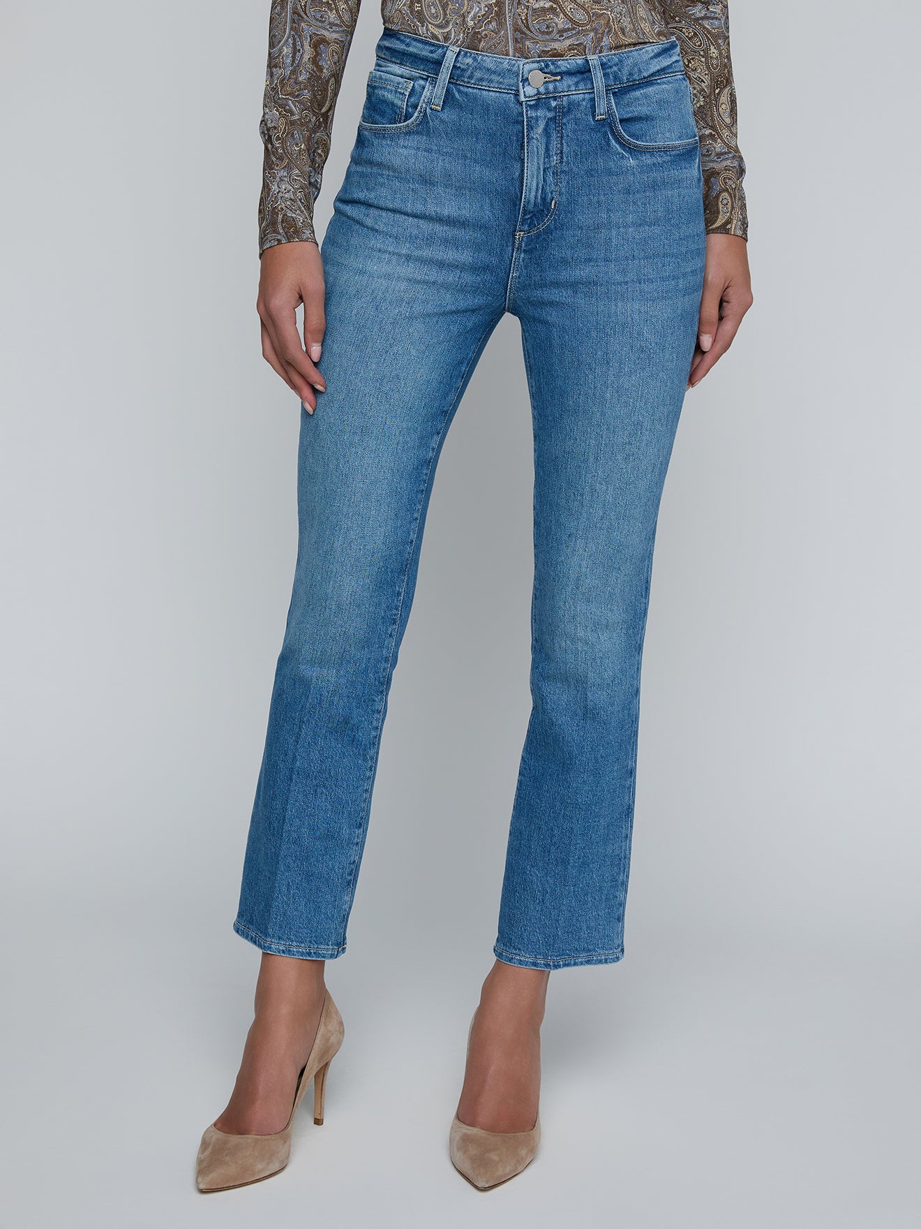 Mira Crop Micro Bootcut Jean in Kona - Lukka Boutique