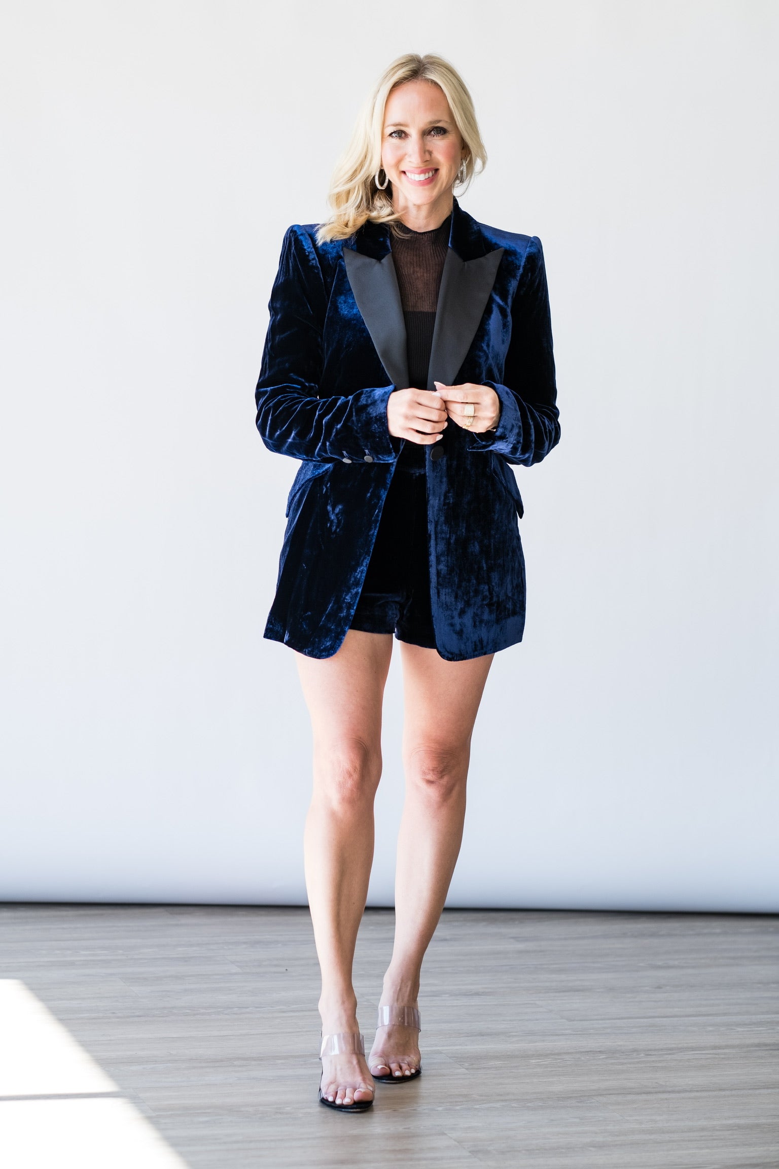 Sheila Structured Tuxedo Blazer in Midnight - Lukka Boutique