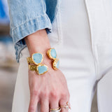 Mist Cuff Medium Gold in Turquoise - Lukka Boutique