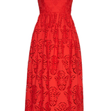 Torres Dress in Red Embroidered Eyelet