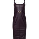 Halia Buckle Midi Dress in Dark Malbec - Lukka Boutique