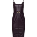 Halia Buckle Midi Dress in Dark Malbec - Lukka Boutique