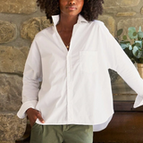 Continuous Button-Up Shirt in White Superluxe