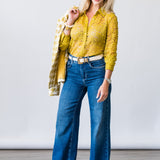 Maia Lace Buttondown Blouse in Ceylon Yellow Lace