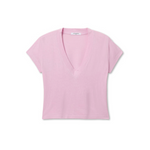 Alanis Recycled Cotton V-neck in Sugar Pink - Lukka Boutique
