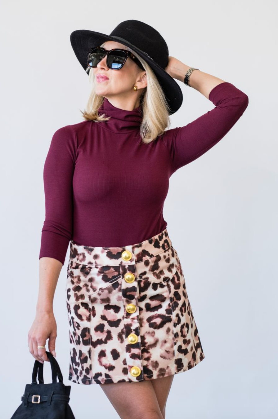 Aja Turtleneck in Dark Port - Lukka Boutique
