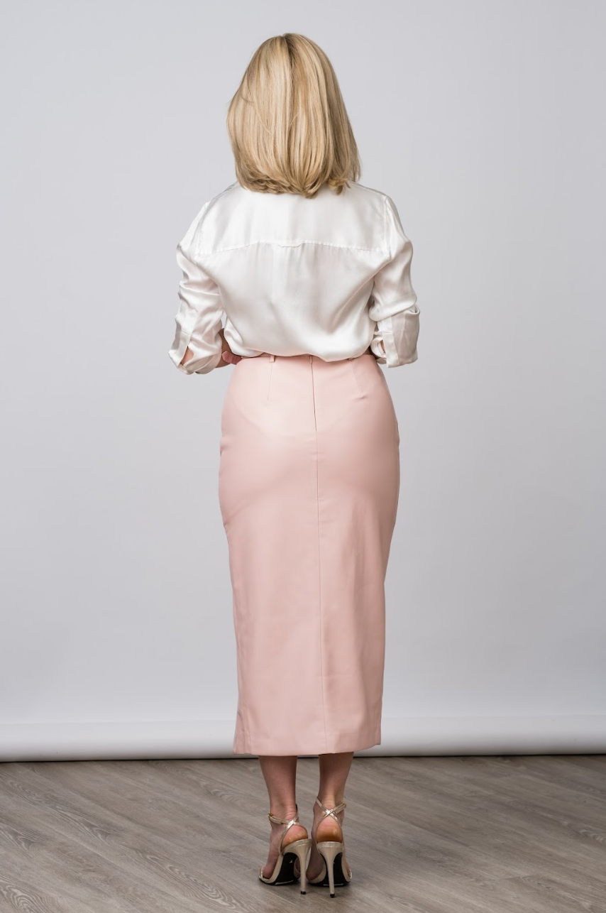 Kiva Vegan Leather Skirt in Angelic Pink - Lukka Boutique