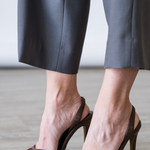 Jade Mesh & Lizard-Embossed Leather Heel in Brown - Lukka Boutique