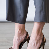Jade Mesh & Lizard-Embossed Leather Heel in Brown - Lukka Boutique