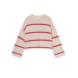 The Rolled Hem Sweater in Cream Stripe